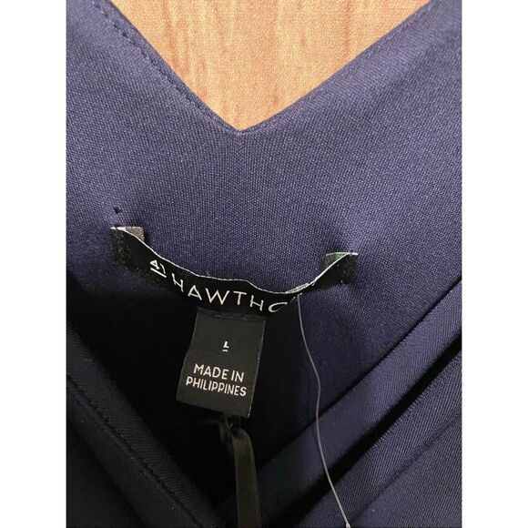 41 Hawthorn Large NWT navy blue wrap dress tie waist midi sexy - Picture 5 of 8